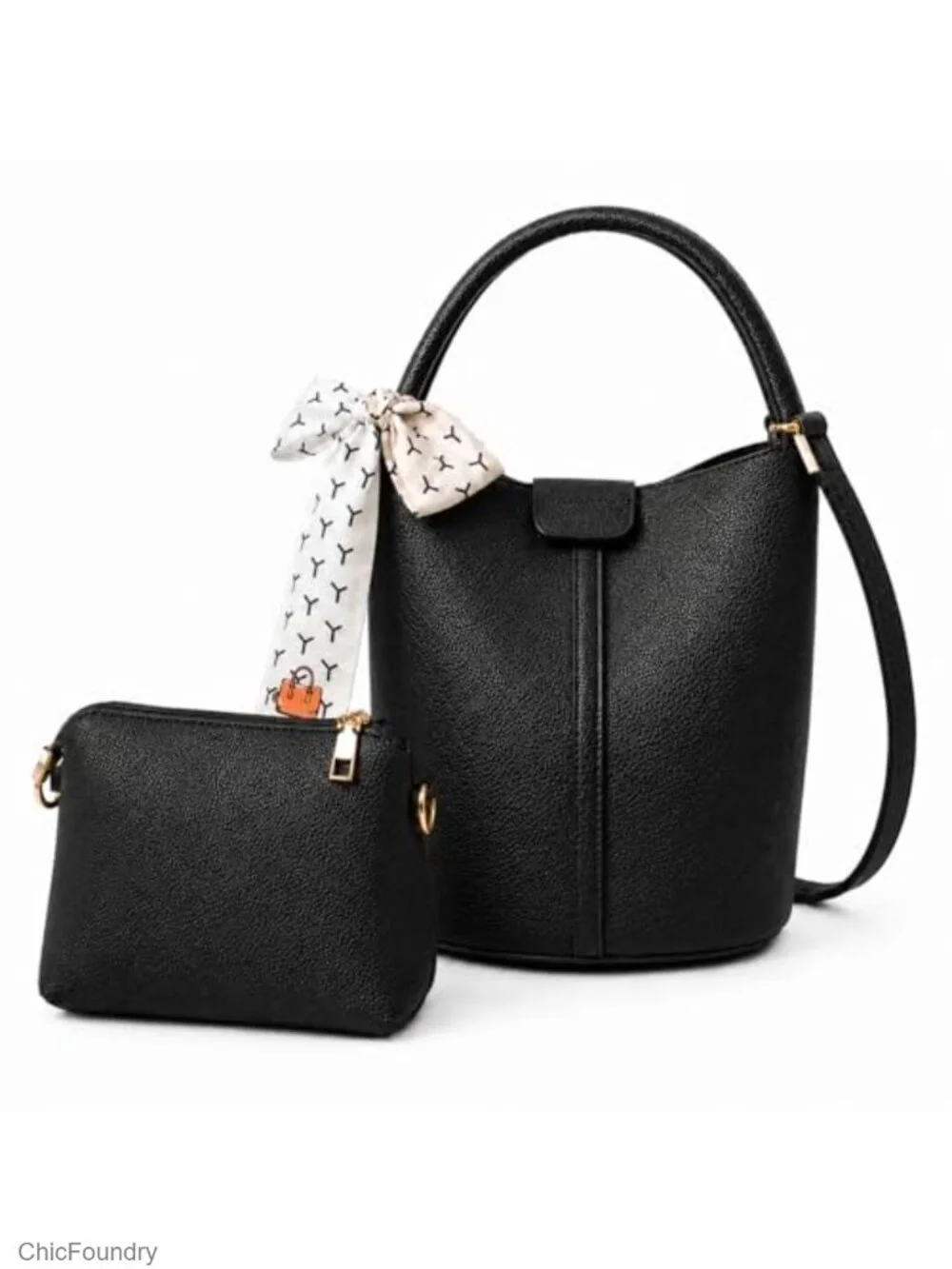 Vegan Leather Bucket Bag Women Crossbody Purse with Removable Strap